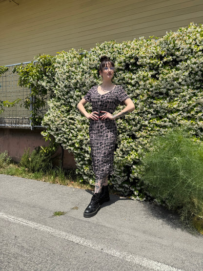 Modern: 1940s Pink/Black Rayon Dress