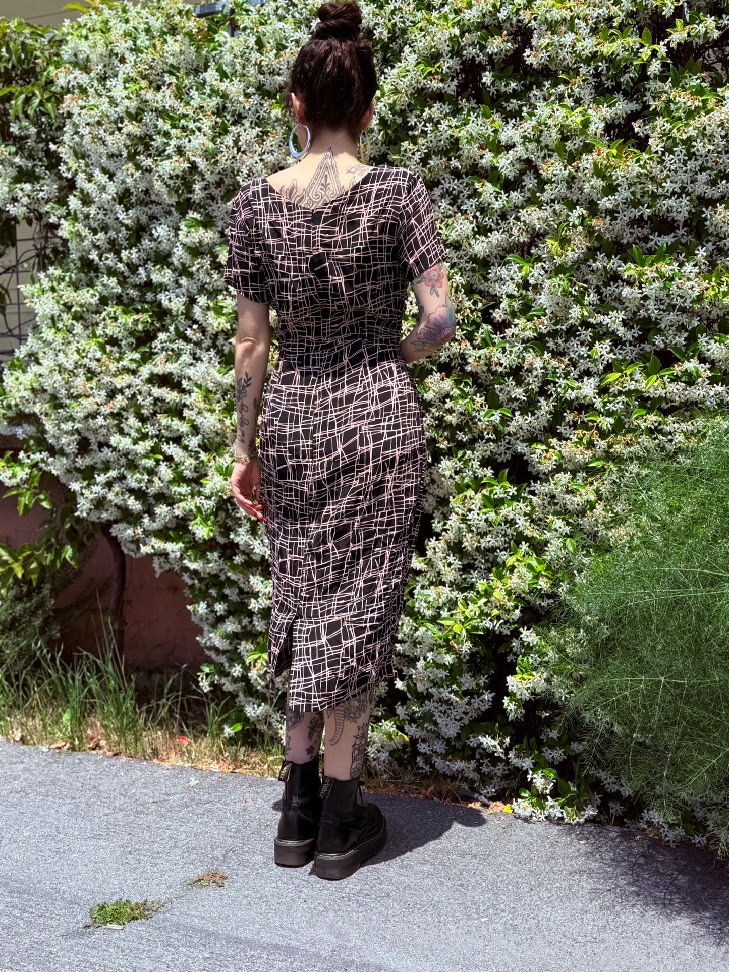 Modern: 1940s Pink/Black Rayon Dress
